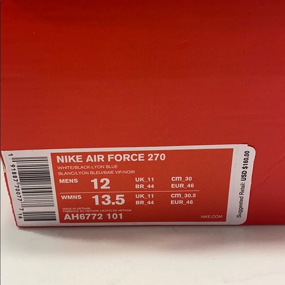 Like new Nike Air Force 270 - Picture 5 of 5